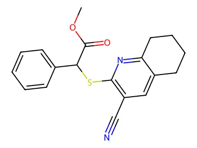 Methyl [(3-cyano-5,6,7,8-tetrahydro-2-quinolinyl)sulfanyl](phenyl)acetate structure