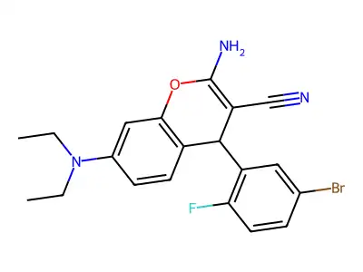 2-amino-4-(5-bromo-2-fluorophenyl)-7-(diethylamino)-4H-chromene-3-carbonitrile structure