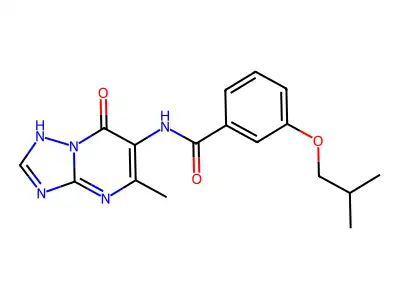 N-(7-hydroxy-5-methyl[1,2,4]triazolo[1,5-a]pyrimidin-6-yl)-3-isobutoxybenzamide structure
