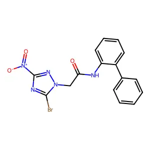 2-(5-bromo-3-nitro-1,2,4-triazol-1-yl)-N-(2-phenylphenyl)acetamide structure