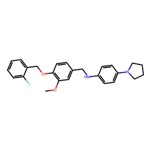 N-[[4-[(2-fluorophenyl)methoxy]-3-methoxyphenyl]methyl]-4-pyrrolidin-1-ylaniline structure