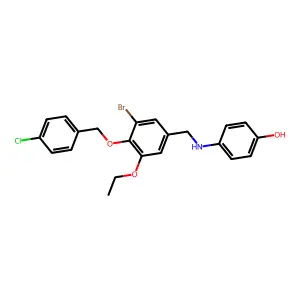 4-({3-Bromo-4-[(4-chlorobenzyl)oxy]-5-ethoxybenzyl}amino)phenol structure