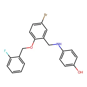 4-({5-Bromo-2-[(2-fluorobenzyl)oxy]benzyl}amino)phenol structure