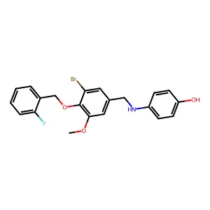 4-({3-Bromo-4-[(2-fluorobenzyl)oxy]-5-methoxybenzyl}amino)phenol structure