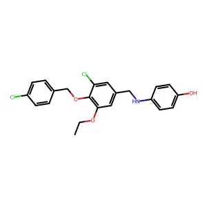 4-({3-Chloro-4-[(4-chlorobenzyl)oxy]-5-ethoxybenzyl}amino)phenol structure