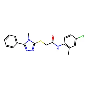 N-(4-chloro-2-methylphenyl)-2-[(4-methyl-5-phenyl-4H-1,2,4-triazol-3-yl)sulfanyl]acetamide structure