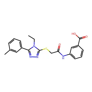 3-[({[4-ethyl-5-(3-methylphenyl)-4H-1,2,4-triazol-3-yl]sulfanyl}acetyl)amino]benzoic acid structure