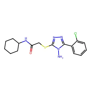 2-[[4-amino-5-(2-chlorophenyl)-1,2,4-triazol-3-yl]sulfanyl]-N-cyclohexylacetamide structure