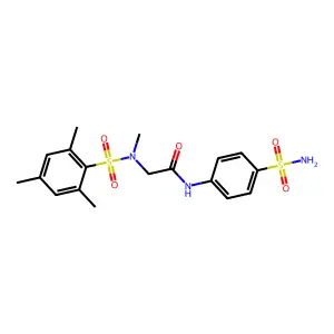 2-[methyl-(2,4,6-trimethylphenyl)sulfonylamino]-N-(4-sulfamoylphenyl)acetamide structure