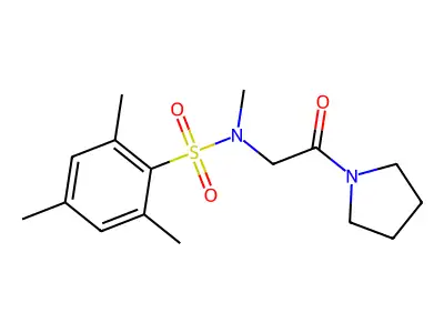 N,2,4,6-tetramethyl-N-(2-oxo-2-pyrrolidin-1-ylethyl)benzenesulfonamide structure