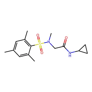 N-cyclopropyl-2-[methyl-(2,4,6-trimethylphenyl)sulfonylamino]acetamide structure