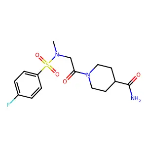 1-{N-[(4-fluorophenyl)sulfonyl]-N-methylglycyl}piperidine-4-carboxamide structure