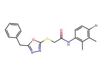 2-[(5-benzyl-1,3,4-oxadiazol-2-yl)sulfanyl]-N-(4-bromo-2,3-dimethylphenyl)acetamide structure