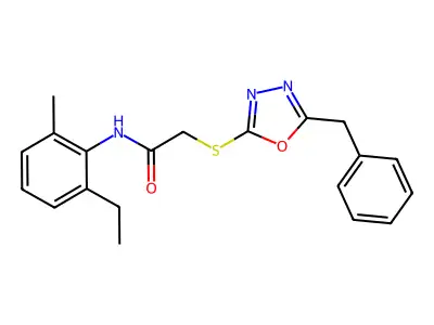 2-[(5-benzyl-1,3,4-oxadiazol-2-yl)sulfanyl]-N-(2-ethyl-6-methylphenyl)acetamide structure