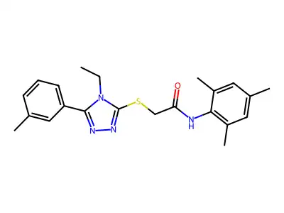2-{[4-ethyl-5-(3-methylphenyl)-4H-1,2,4-triazol-3-yl]sulfanyl}-N-(2,4,6-trimethylphenyl)acetamide structure