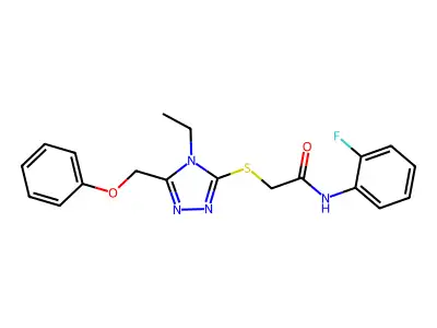 2-{[4-ethyl-5-(phenoxymethyl)-4H-1,2,4-triazol-3-yl]sulfanyl}-N-(2-fluorophenyl)acetamide structure
