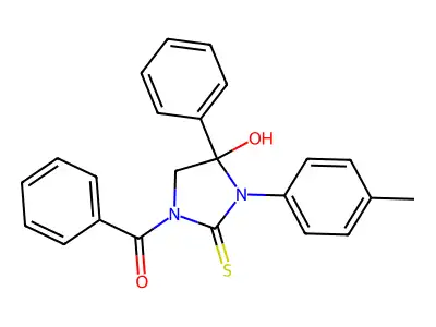 1-Benzoyl-4-hydroxy-3-(4-methylphenyl)-4-phenyl-2-imidazolidinethione structure