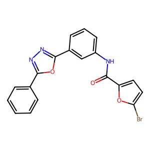 5-bromo-N-[3-(5-phenyl-1,3,4-oxadiazol-2-yl)phenyl]-2-furamide structure