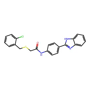 N-[4-(1H-benzimidazol-2-yl)phenyl]-2-[(2-chlorophenyl)methylsulfanyl]acetamide structure