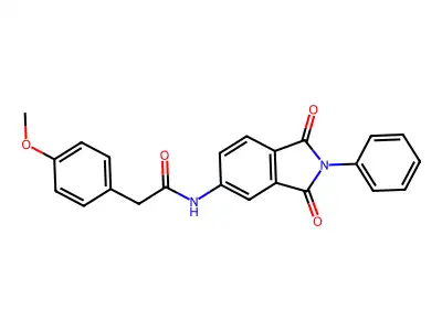 N-(1,3-dioxo-2-phenylisoindol-5-yl)-2-(4-methoxyphenyl)acetamide structure