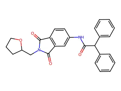 N-[1,3-dioxo-2-(oxolan-2-ylmethyl)isoindol-5-yl]-2,2-diphenylacetamide structure