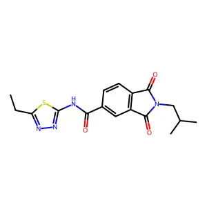 N-(5-ethyl-1,3,4-thiadiazol-2-yl)-2-isobutyl-1,3-dioxo-5-isoindolinecarboxamide structure