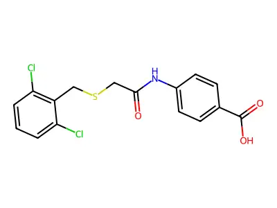 4-({[(2,6-Dichlorobenzyl)sulfanyl]acetyl}amino)benzoic acid structure