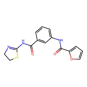 N-[3-(4,5-dihydro-1,3-thiazol-2-ylcarbamoyl)phenyl]furan-2-carboxamide structure