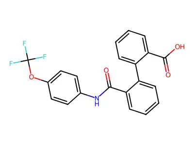 2-[2-[[4-(Trifluoromethoxy)phenyl]carbamoyl]phenyl]benzoic acid structure