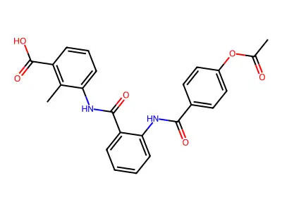 3-(2-(4-acetoxybenzamido)benzamido)-2-methylbenzoic acid structure