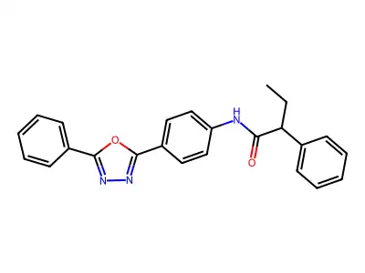 2-phenyl-N-[4-(5-phenyl-1,3,4-oxadiazol-2-yl)phenyl]butanamide structure