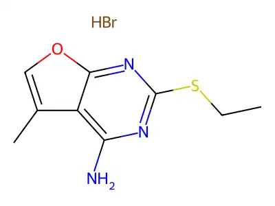 Furo(2,3-d)pyrimidin-4-amine, 2-(ethylthio)-5-methyl-, monohydrobromide structure