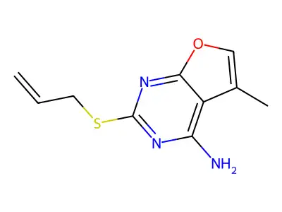 Furo(2,3-d)pyrimidin-4-amine, 5-methyl-2-(2-propenylthio)- structure