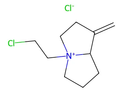 1H-Pyrrolizinium, hexahydro-4-(2-chloroethyl)-1-methylene-, chloride structure