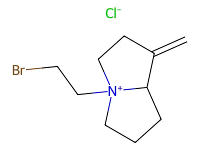 1H-Pyrrolizinium, hexahydro-4-(2-bromoethyl)-1-methylene-, chloride structure