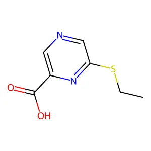 6-(Ethylsulfanyl)pyrazine-2-carboxylic acid structure