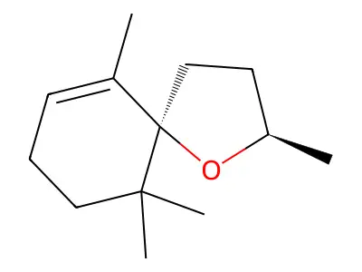 (2R)-2,6,6,10-tetramethyl-1-oxaspiro[4.5]dec-9-ene structure