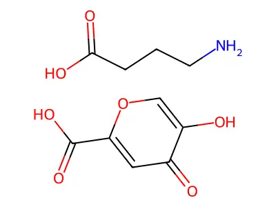 4H-Pyran-2-carboxylic acid, 5-hydroxy-4-oxo-, 4-aminobutyrate structure