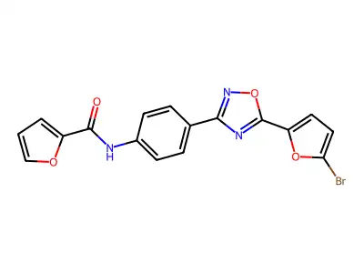 N-[4-[5-(5-Bromo-2-furyl)-1,2,4-oxadiazol-3-YL]phenyl]furan-2-carboxamide structure