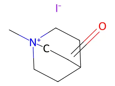 1-Azoniabicyclo(2.2.2)octane, 1-methyl-3-oxo-, iodide (1:1) structure
