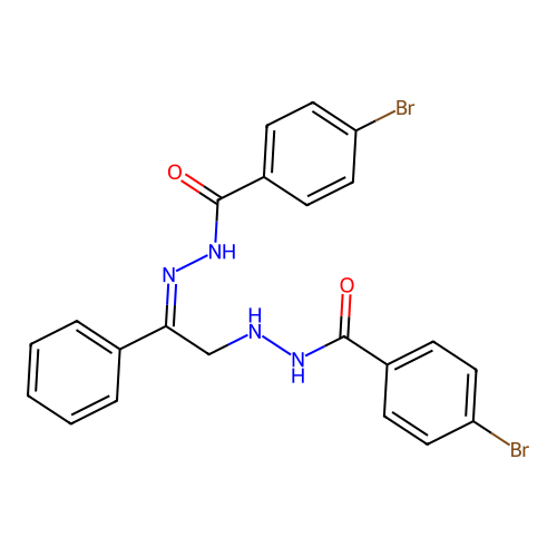 (Z)-4-bromo-N'-(2-(2-(4-bromobenzoyl)hydrazinyl)-1-phenylethylidene)benzohydrazide structure