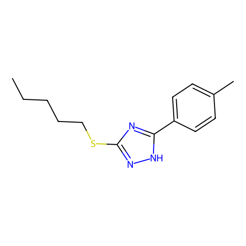 3-(4-methylphenyl)-1H-1,2,4-triazol-5-yl pentyl sulfide structure