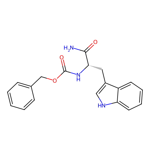benzyl N-[(2S)-1-amino-3-(1H-indol-3-yl)-1-oxopropan-2-yl]carbamate structure