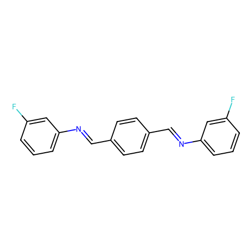 3-fluoro-N-[(E)-(4-{(E)-[(3-fluorophenyl)imino]methyl}phenyl)methylidene]aniline structure