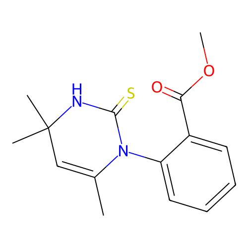 methyl 2-(4,4,6-trimethyl-2-thioxo-3,4-dihydropyrimidin-1(2H)-yl)benzoate structure