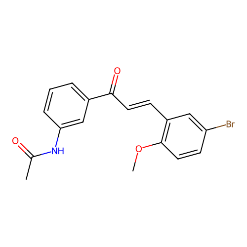 N-[3-[(E)-3-(5-bromo-2-methoxyphenyl)prop-2-enoyl]phenyl]acetamide structure