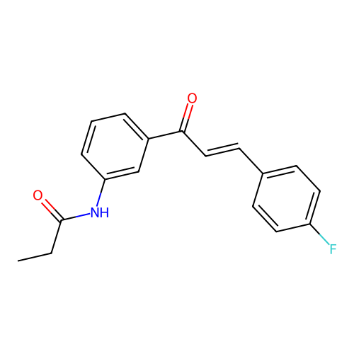 N-{3-[3-(4-fluorophenyl)acryloyl]phenyl}propanamide structure