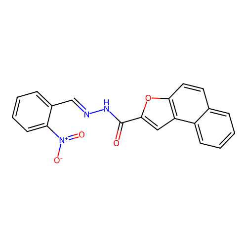 N'-{2-nitrobenzylidene}naphtho[2,1-b]furan-2-carbohydrazide structure