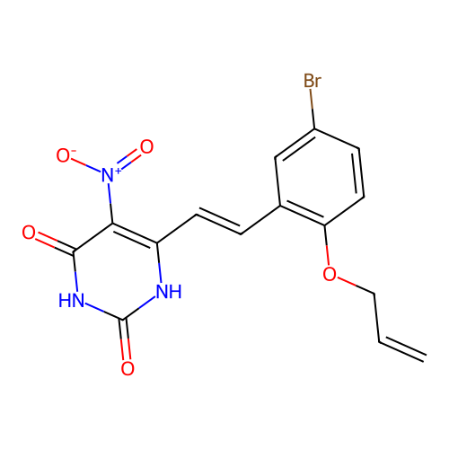 6-[(E)-2-(5-bromo-2-prop-2-enoxyphenyl)ethenyl]-5-nitro-1H-pyrimidine-2,4-dione structure