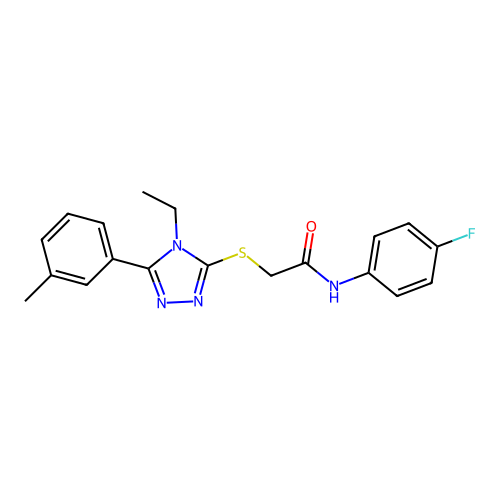 2-{[4-ethyl-5-(3-methylphenyl)-4H-1,2,4-triazol-3-yl]sulfanyl}-N-(4-fluorophenyl)acetamide structure